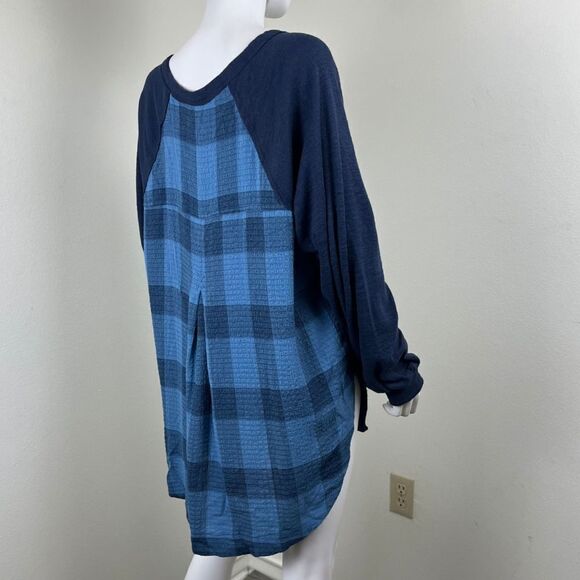 Pilcro Womens Size L Blue Plaid Cotton High Low Pullover NEW Tunic Sweatshirt - Picture 6 of 15